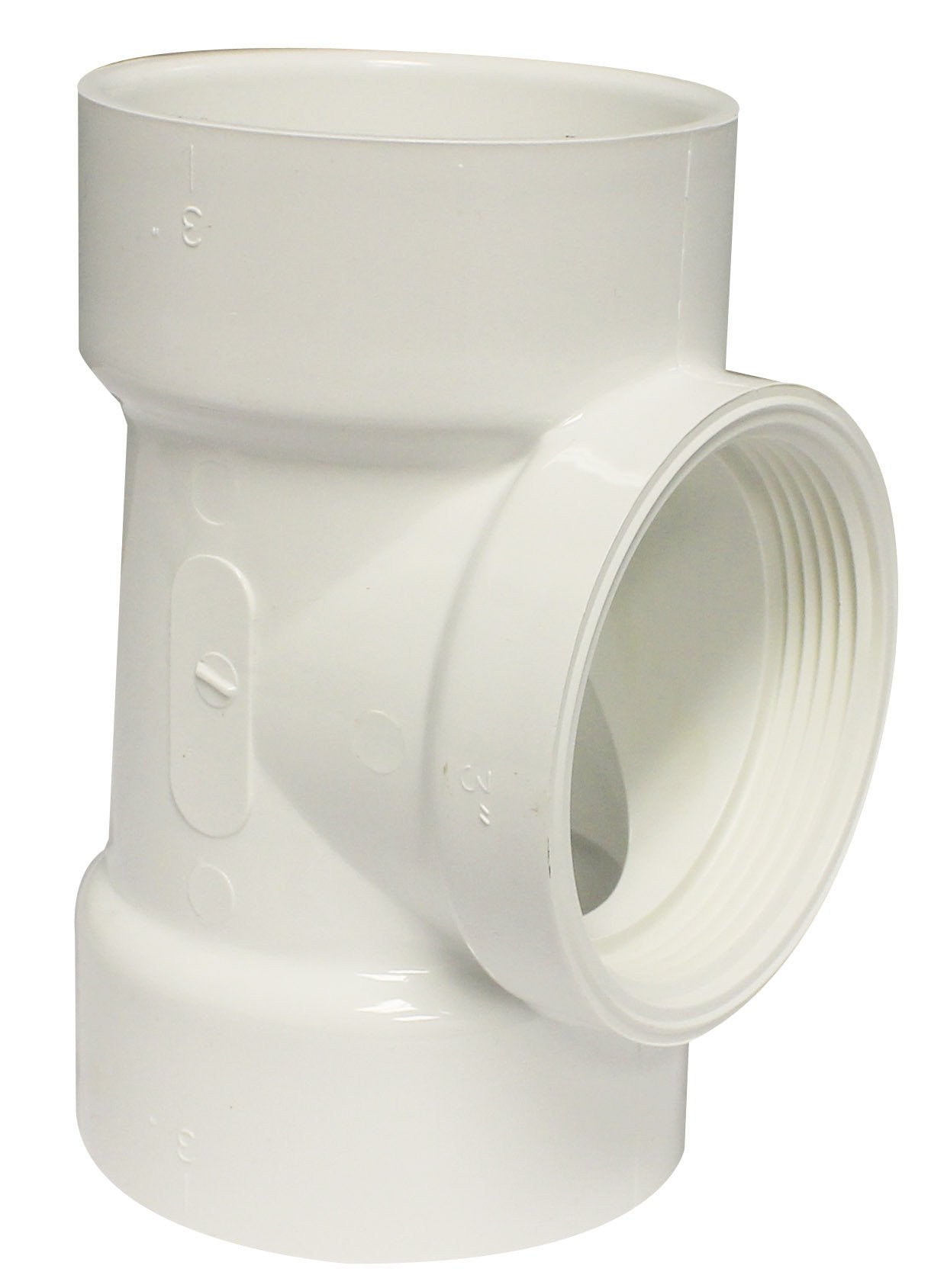 4" DWV PVC Flush C.O. Tee (H × H × FPT)