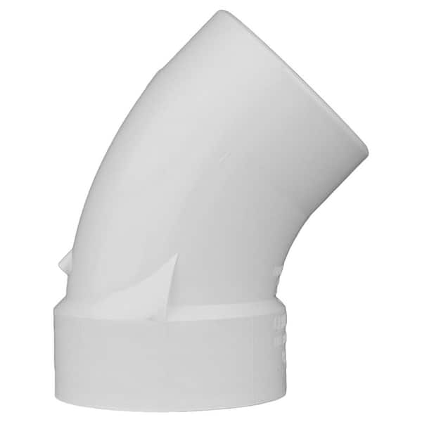 6" DWV PVC 1/8 Bend 45 Degree Elbow, Street (H × S)